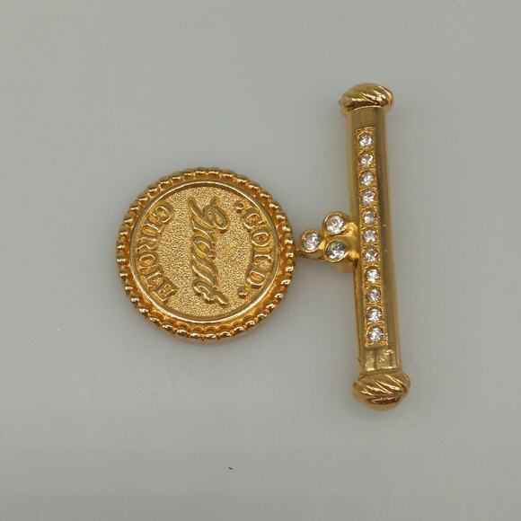 Vintage Limited Edition Rare Grosse Germany Gold Circle Brooch Rhinestone - Picture 6 of 9
